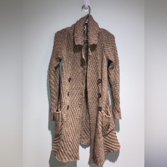 Free People Buttermilk Biscuit Wool Alpaca Cardigan in Brown Size XS - Picture 2 of 11